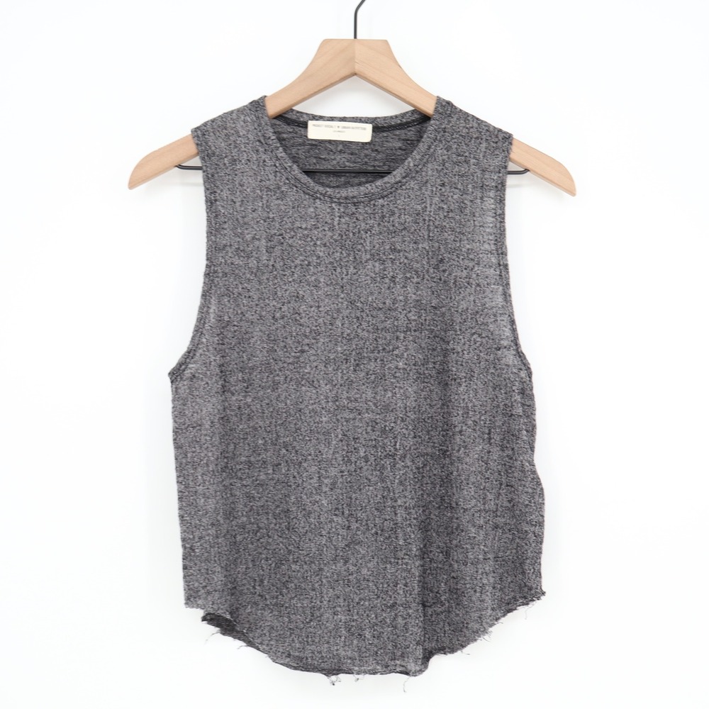Project Social T Tank Top Womens Small Urban Outfitters Grey Muscle Raw Hem Good